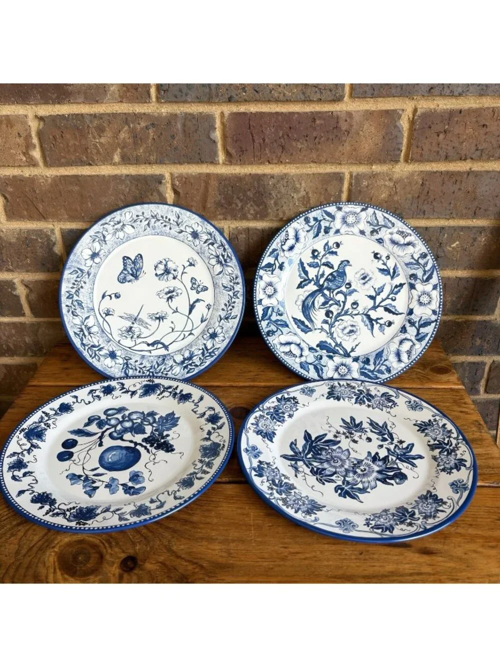 Indigo Blue Victorian Tin Plates, Set of 4, Restoration Hardware, Original Tin